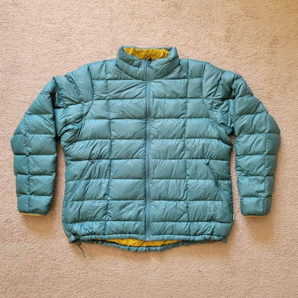 REI Co-op Down Jacket Men’s Size XXL Atlantic Deep 650 Coat Full Zip Puffer EUC
